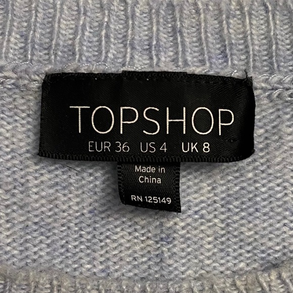 Topshop Heather Blue Long Sleeve Knit Jewel Studded Crewneck Sweater 4 - Picture 3 of 16